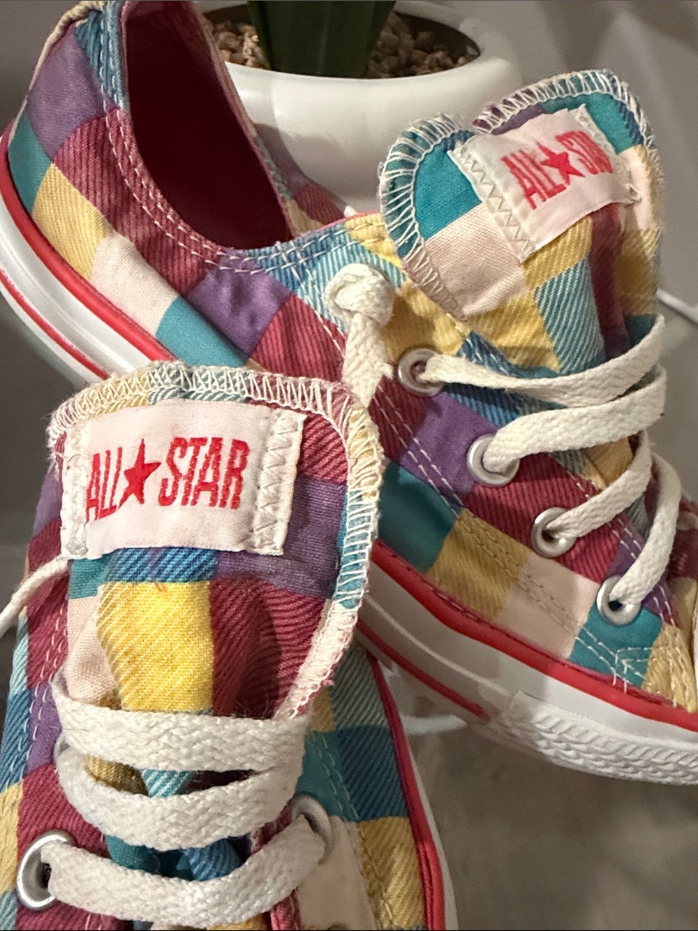 All Star Kids' Multicolor Plaid Low-Top Sneakers